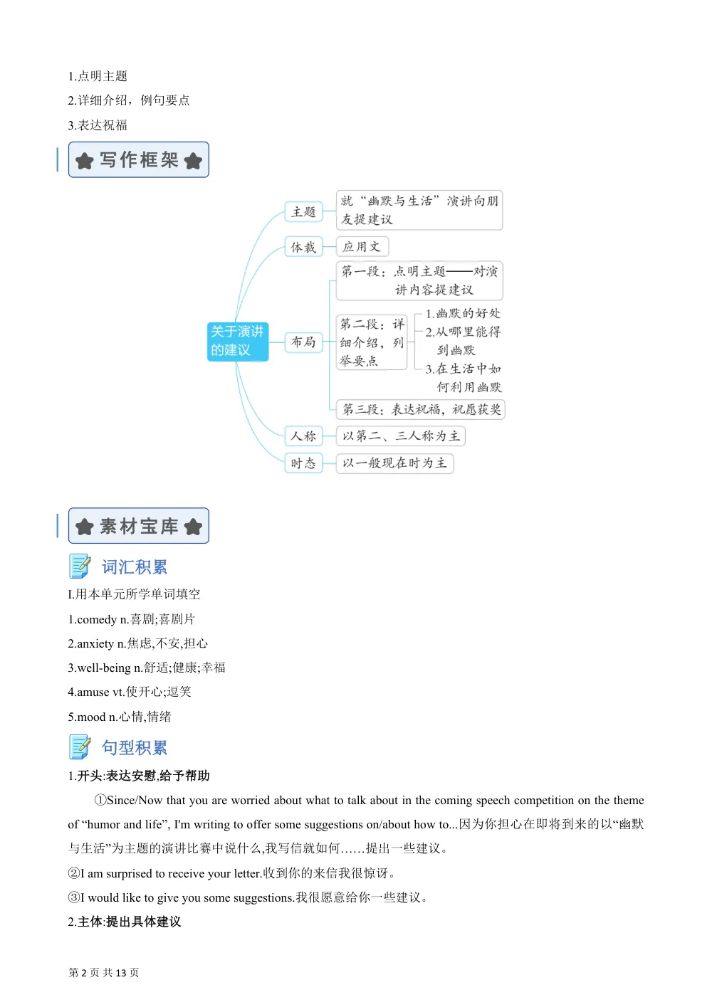 Unit 4 Humour建议信（单元同步写作讲义）（解析版） 第2页（主观题踩分规范（红字解析版））