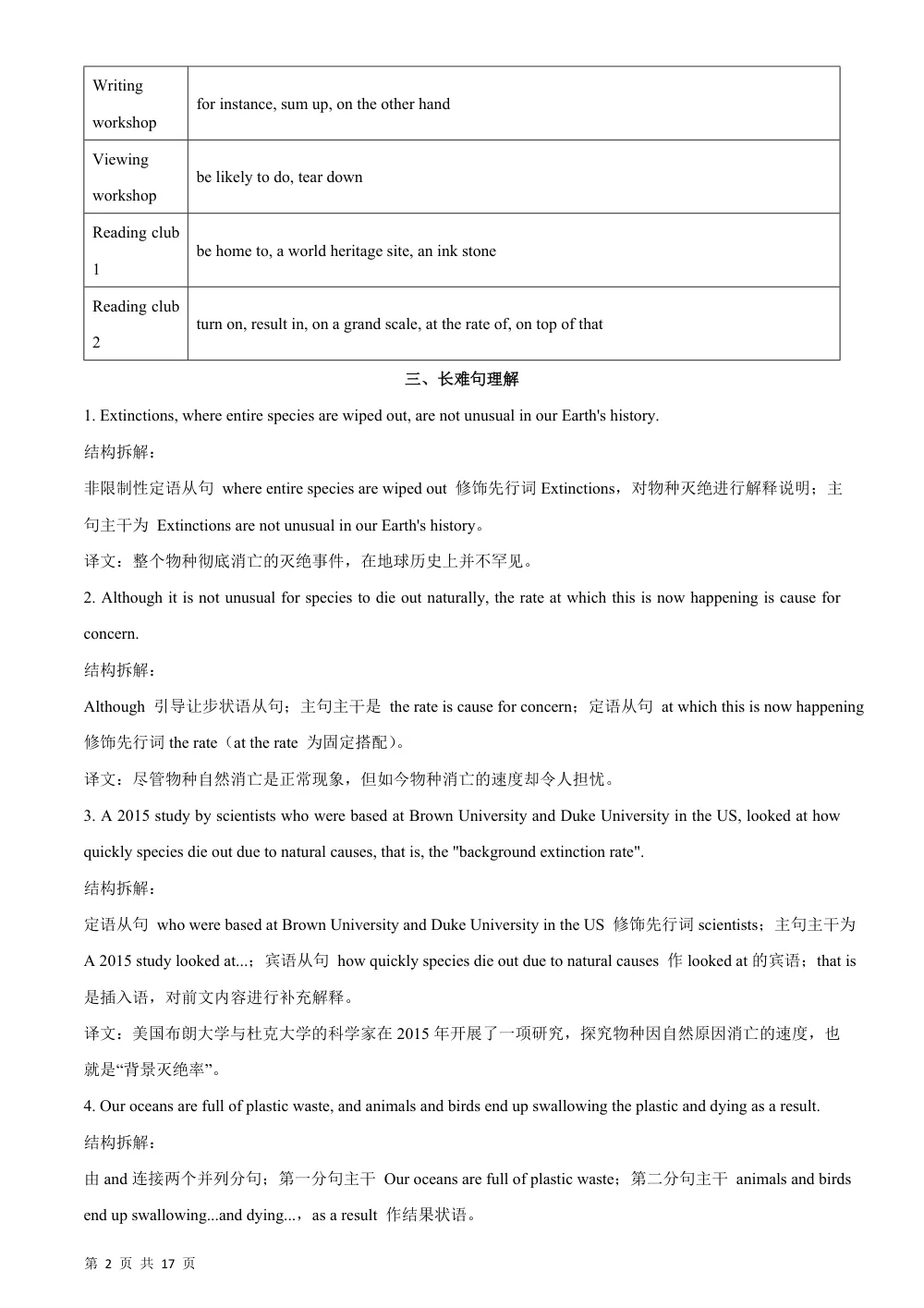 Unit 3 Conservation 单词短语句型语法（教材考点精练）（解析版） 第2页（考纲必背梳理（含红字答案版））
