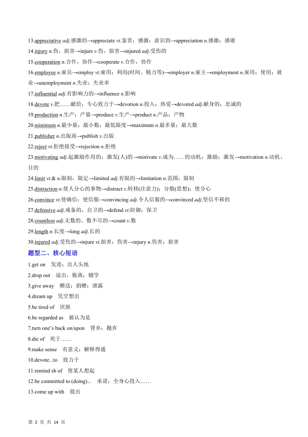 Unit 2 Success（重难词汇精练）（解析版） 第2页（考纲必背梳理（含红字答案版））