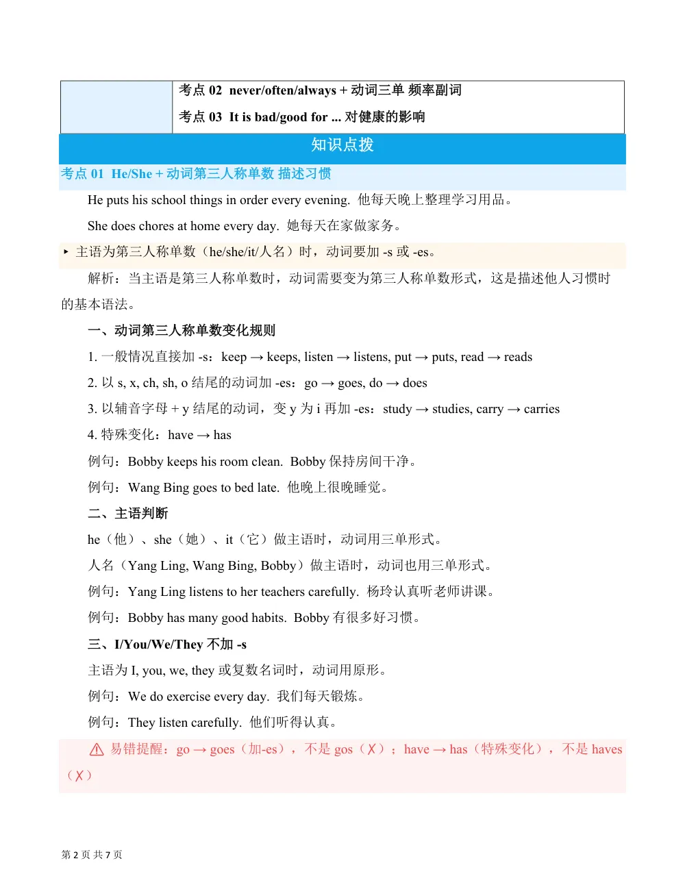 【26五上英语译林版三起】Unit 1 Good habits（期中知识清单）英语译林版三起五年级上册（新教材） 第2页（考纲必背梳理（考前必背梳理版））
