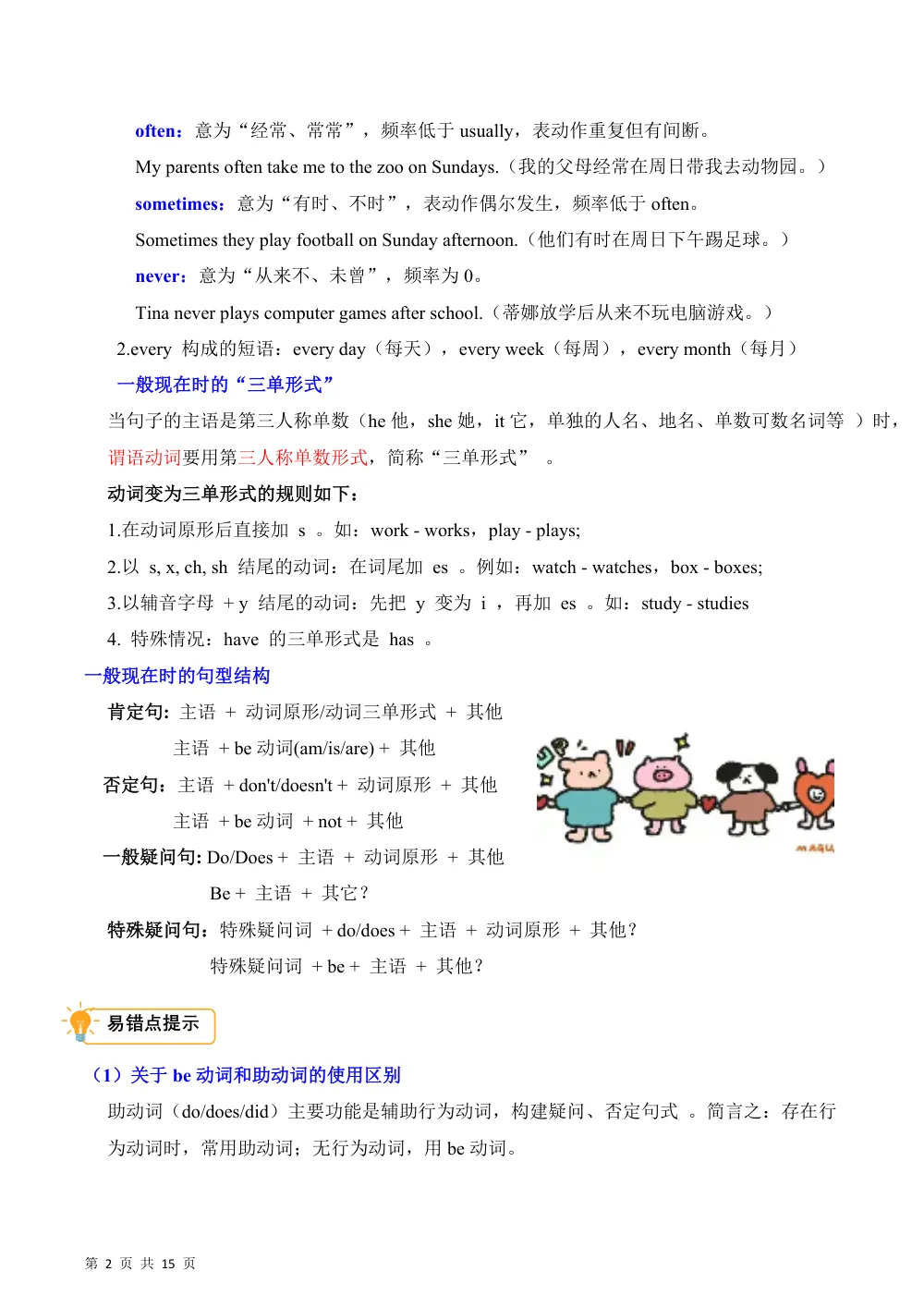 【26五上英语译林版三起】Unit 1 Good habits（易错题专项训练·语法提升）英语译林版三起五年级上册（新教材） 第2页（高频失分点排查（高频易错对照版））