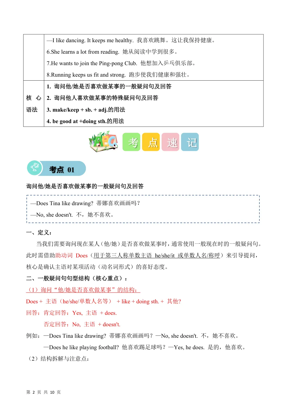【26五上英语译林版三起】Unit 3 Hobbies（知识清单）英语译林版三起五年级上册（新教材） (1) 第2页（考纲必背梳理（考前必背梳理版））