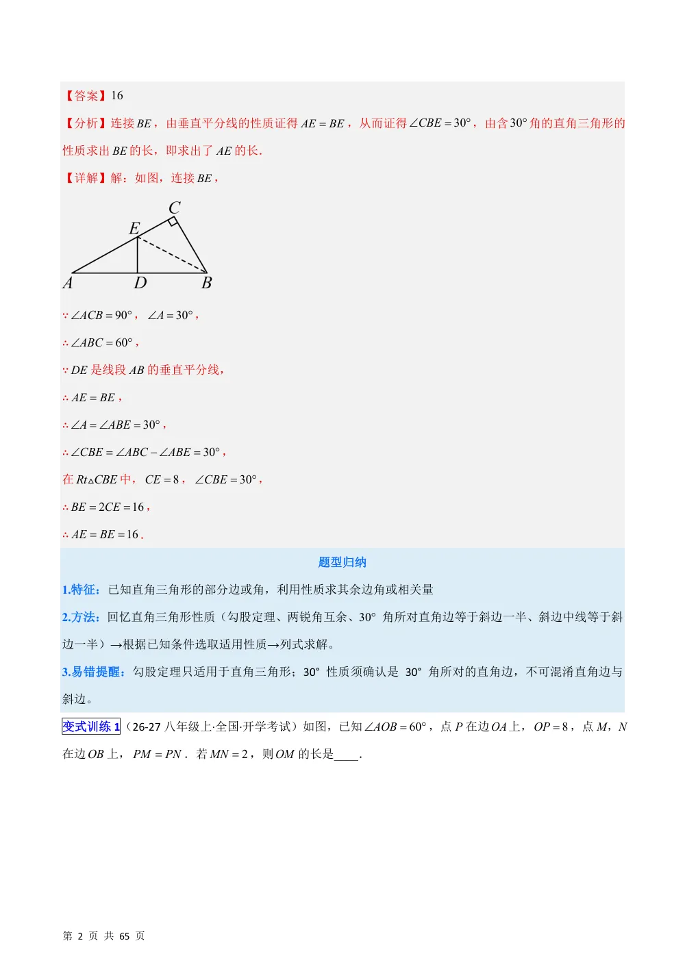 (华师)专题12 直角三角形的性质及锐角三角函数12类热考题型（压轴题专项训练）（解析版） 第2页（理科期中培优突破（步骤详解与评分版））